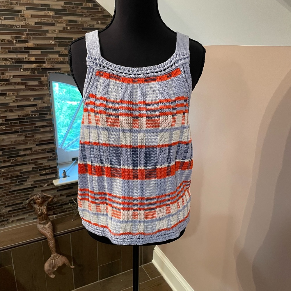 Banana Republic Gray and Orange Boxy Sleeveless Tank Top